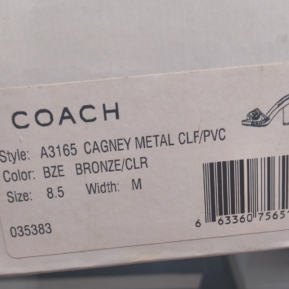 Coach Clear PVC Slide Sandals with Gold Trim - Picture 6 of 6
